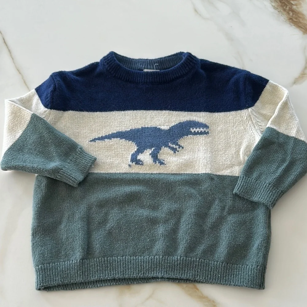 Gap baby Dinosaur Sweater - Blue, Cream, Green